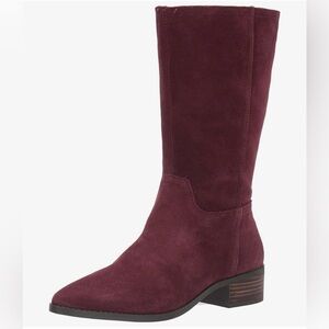 Lucky Brand Lafara Suede Mid Calf Riding Boots - Burgundy